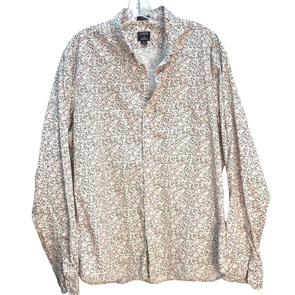 J. Crew Mens XL Slim Flex Washed Floral Print Long Sleeve Button Down Shirt - Picture 1 of 7